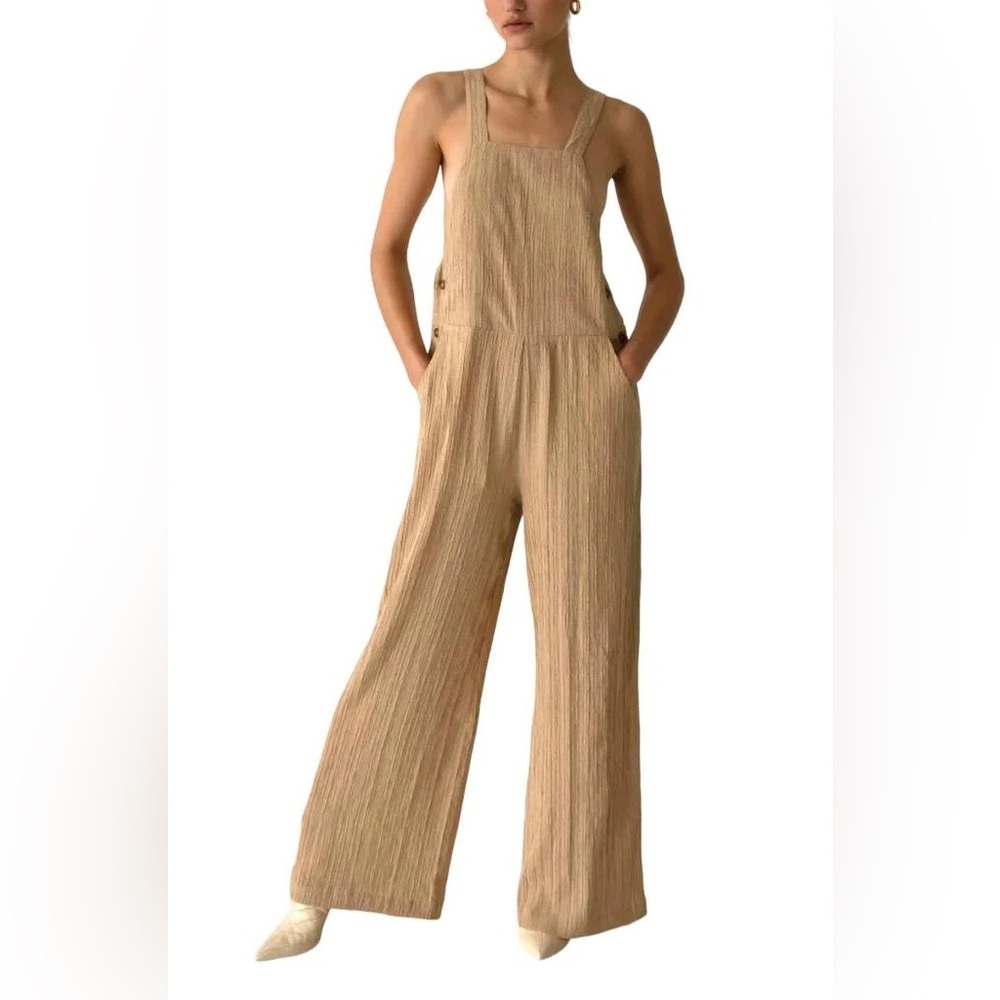 New The Range Woven Ripple Overall In Tanlines Jumpsuit Sz XS
